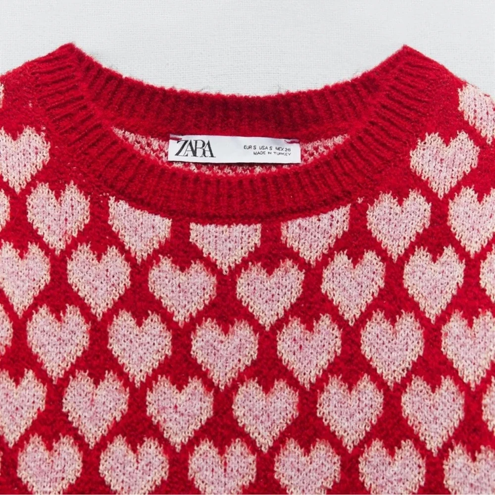 Zara Red and Pink Heart Sweater - Picture 4 of 5